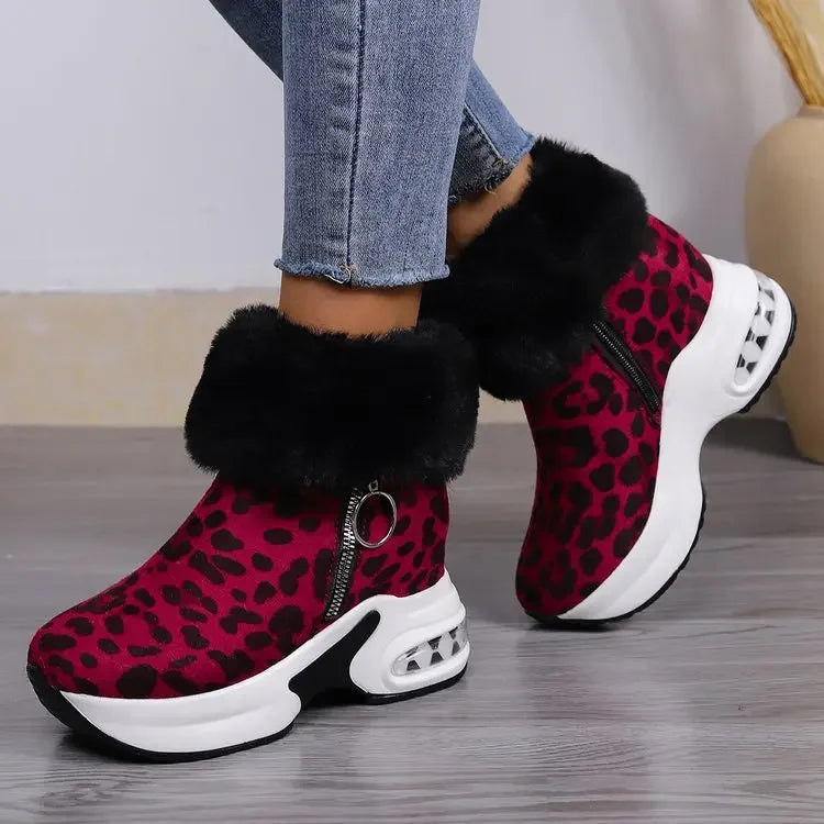 Damen Plateau Schneestiefel – Dicksohlige Winter Stiefeletten aus Kunst-Wildleder | Rutschfeste Knöchelstiefel mit Kunstfellfutter Größe 43 Kaufschwan®