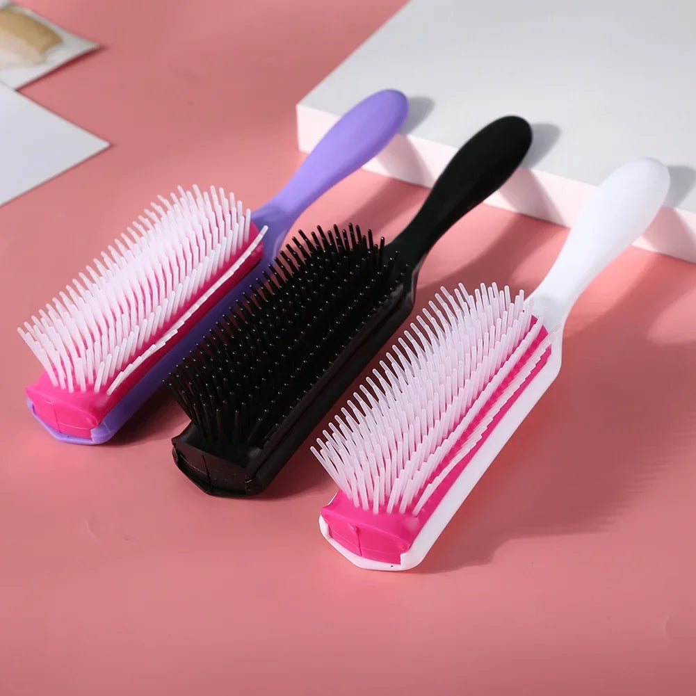 9-Reihen Styling Haarbürste – Entwirrungskamm für Glattes & Lockiges Haar | Kopfhaut-Massagebürste für Echthaar-Perücken Kaufschwan®