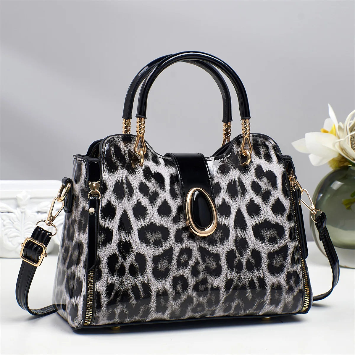 Trendige Damenhandtasche mit Leopardenmuster – Große PU Schulter- & Satchel Tasche | Alltagstasche für Frauen Kaufschwan®