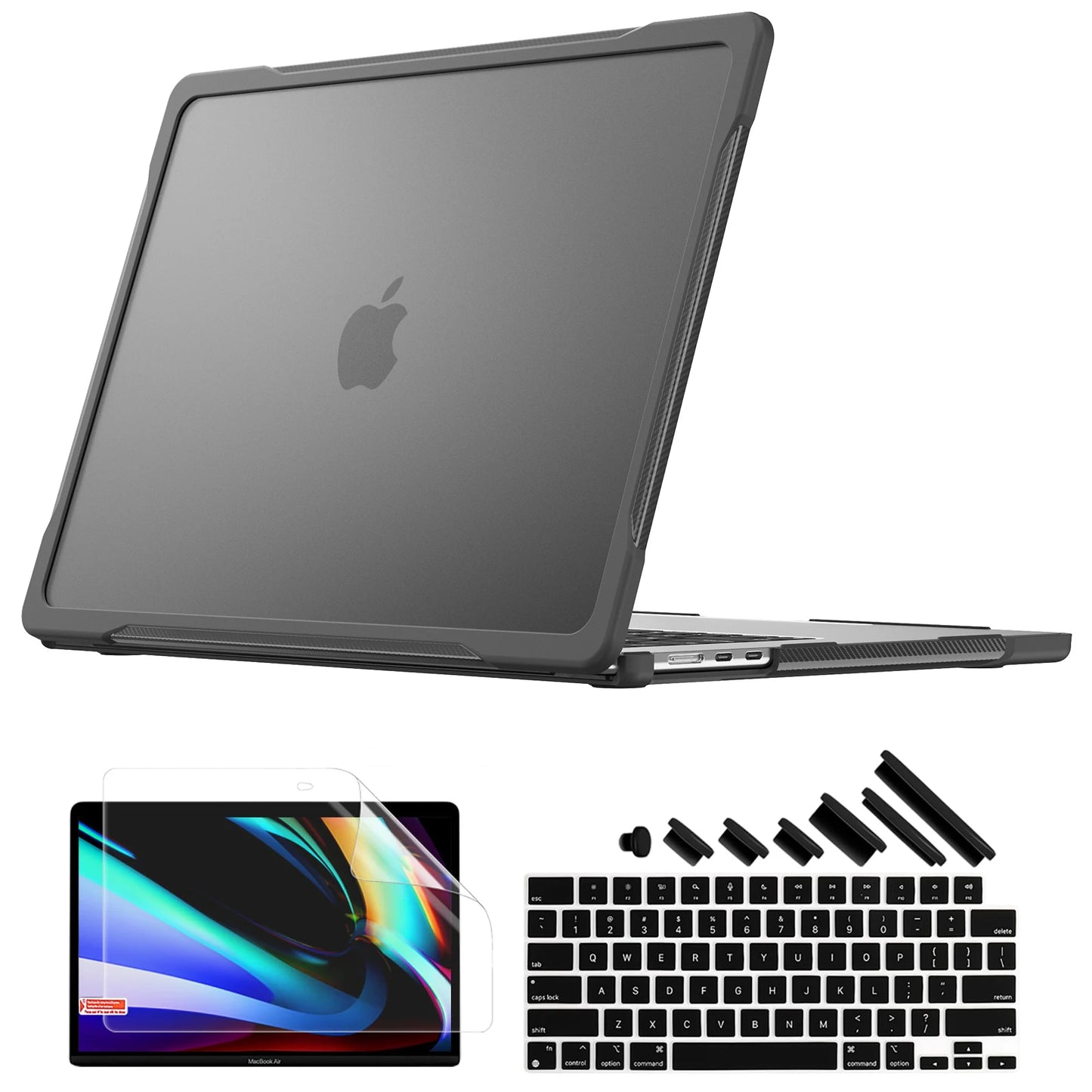 Laptop Hülle für MacBook Air 13.6/15 (M1 M2 M3 M4 2025) & Pro 14/16 – Stoßfeste Anti-Fall Schutzhülle Kaufschwan® Schwarz Pro 16 M1 M2 M3 M4 M5