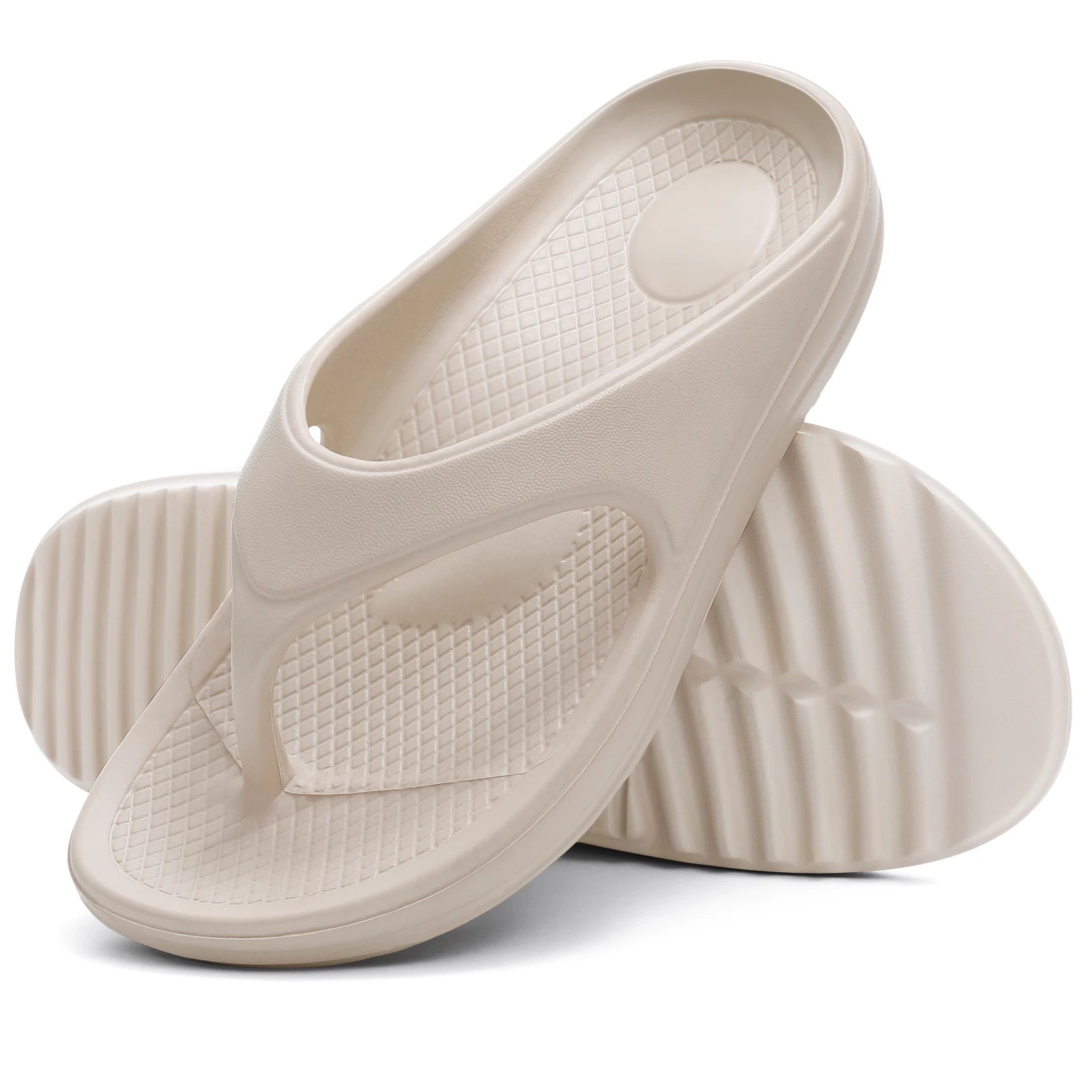Weiche Orthopädische Damen-Flip-Flops | Sommer-Sandalen mit Fußgewölbeunterstützung | Weiche Erholungsschuhe für Strand & Alltag Kaufschwan® Helles Beige 39