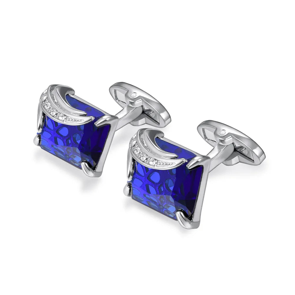 Rechteckige Herren Manschettenknöpfe mit Kristallstein – Rot, Blau & Schwarz | 14×19mm Österreichischer Kristall Luxus Schmuck Geschenk Kaufschwan®