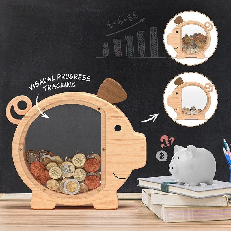 Massivholz Sparschwein – Kreative Tisch Spardose und Wohn Dekoration Kaufschwan®