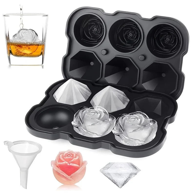 Diamant & Rosen Eiswürfelform aus Silikon – Für Cocktails, Whiskey & Getränke Kaufschwan®