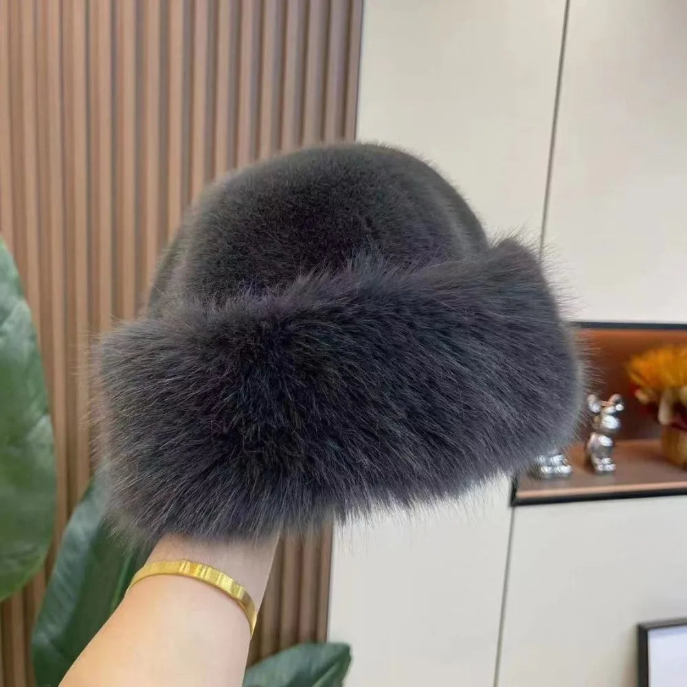 Damen Flauschige Mütze – Warme Wintermütze | Plüsch Mütze für Kalte Schneetage Kaufschwan® Dunkelgrau