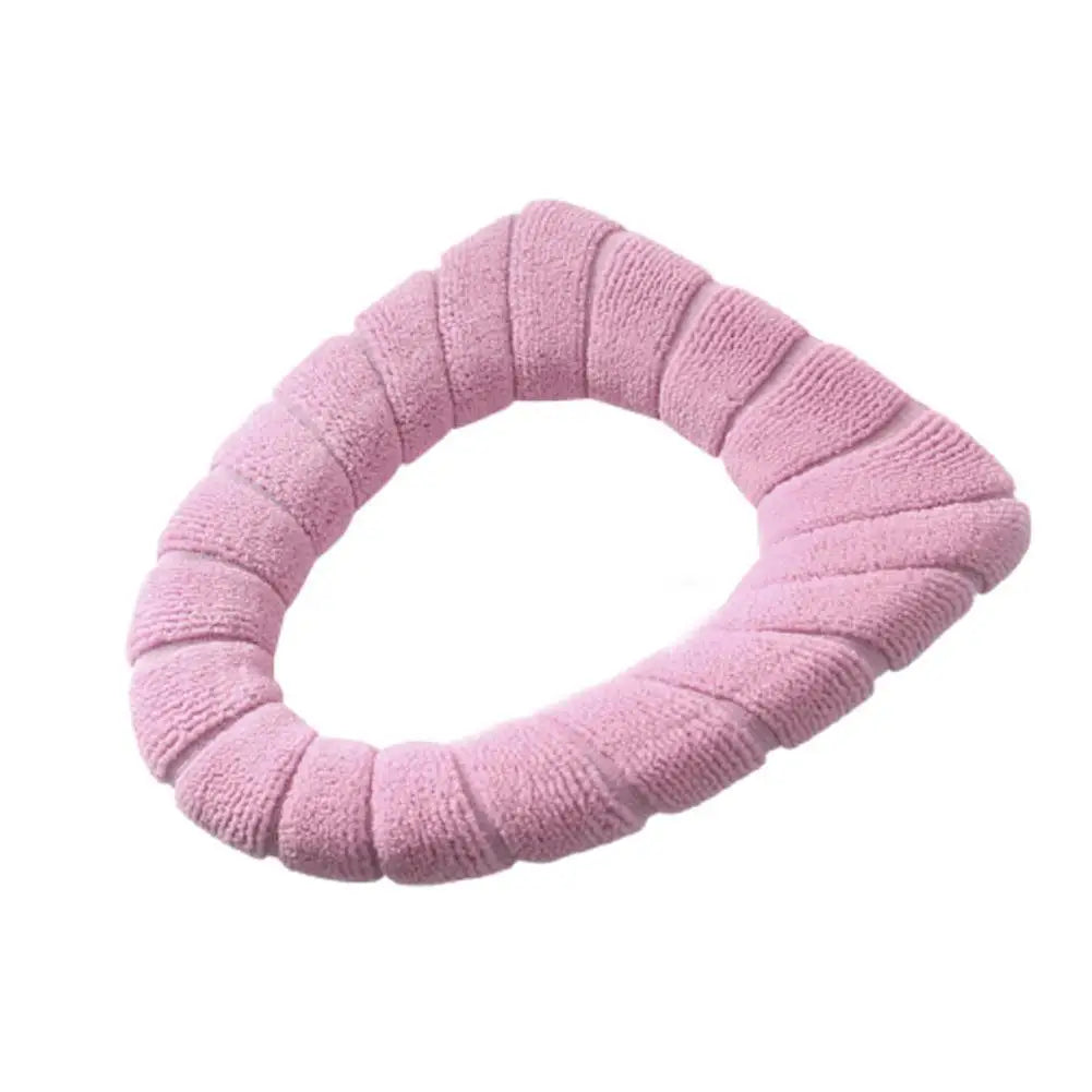 Warme WC-Sitzauflage – Strick-Toilettensitzbezug für Winter | Weiche O-förmige Waschbare Toilettenauflage in Einfarbigem Design (1 Stück) Kaufschwan® Rosa