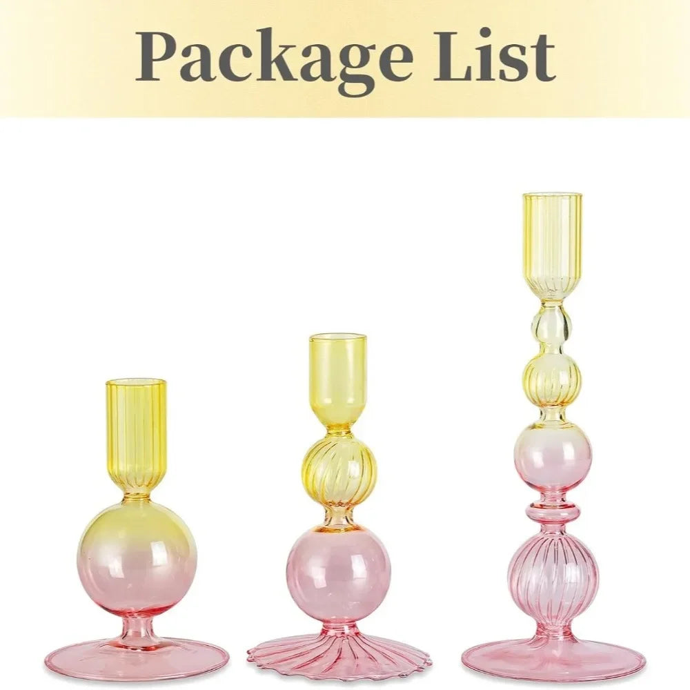 Transparente (3 Stück) Kerzenhalter – Elegante Gewellte Kerzenständer für Stabkerzen zur Wohn- & Party Dekoration