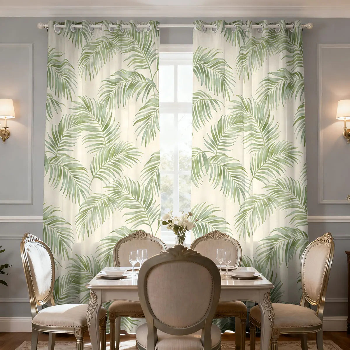 Blatt Pflanzen Print Vorhang 90g Isoliert Perforiert für Wohnzimmer Schlafzimmer 2 Stück/Set Kaufschwan®