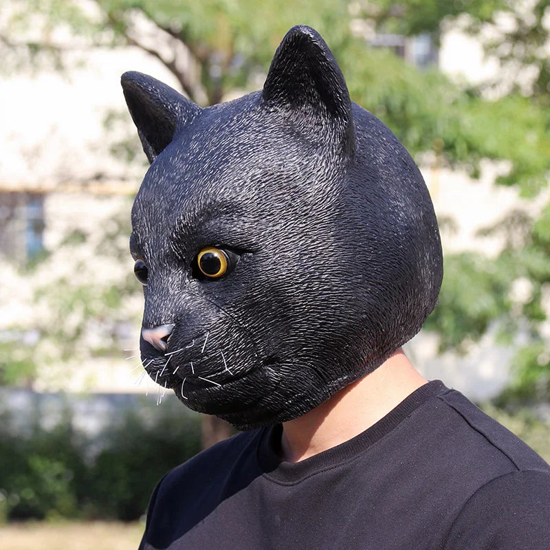 Lustige Schwarze Katzenmaske – Latex Cosplay Kapuzenmaske für Party, Halloween & Kostüm Requisite Kaufschwan®