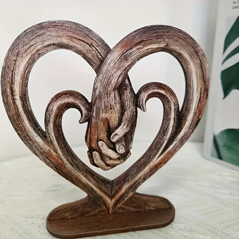 Deko Herz mit Haltenden Händen – Flache Holz Wanddekoration Symbol für Ewige Liebe Kaufschwan®
