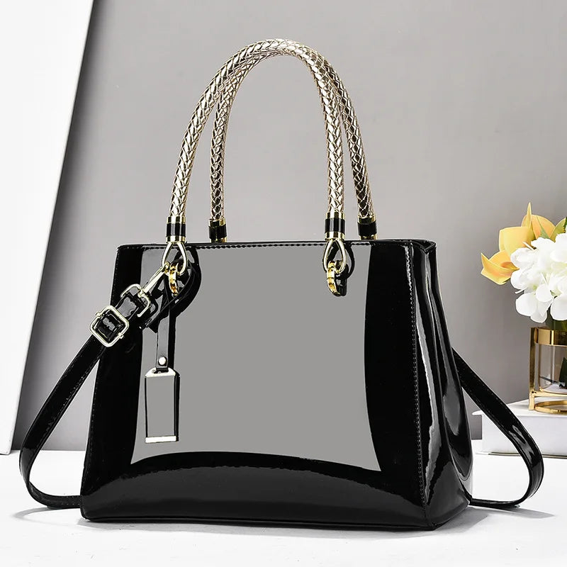 Modische Damen Satchel Handtasche – Neuer Street Trend Leder Crossbody & Schultertasche mit Reißverschluss und Großem Fassungsvermögen Kaufschwan® Schwarz
