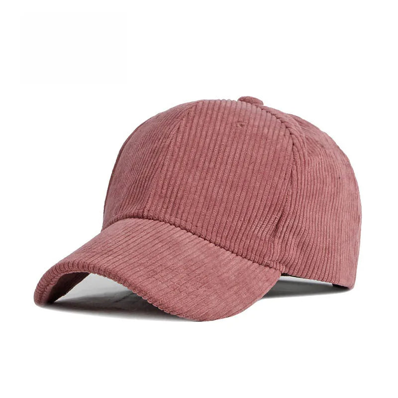 Cord Baseballkappe | Damen & Herren Baumwolle Einfarbige Baseballcap | Herbst Warm Hip Hop Snapback Baseballcap Kaufschwan® Dunkelrosa