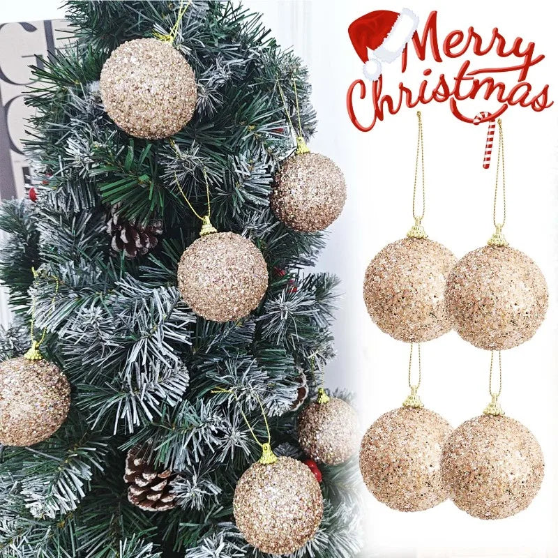 6–30 Stück Champagner Gold Glitzer Weihnachtskugeln – 6CM Christbaumkugeln | Festliche Deko für Weihnachten & Neujahr Kaufschwan®