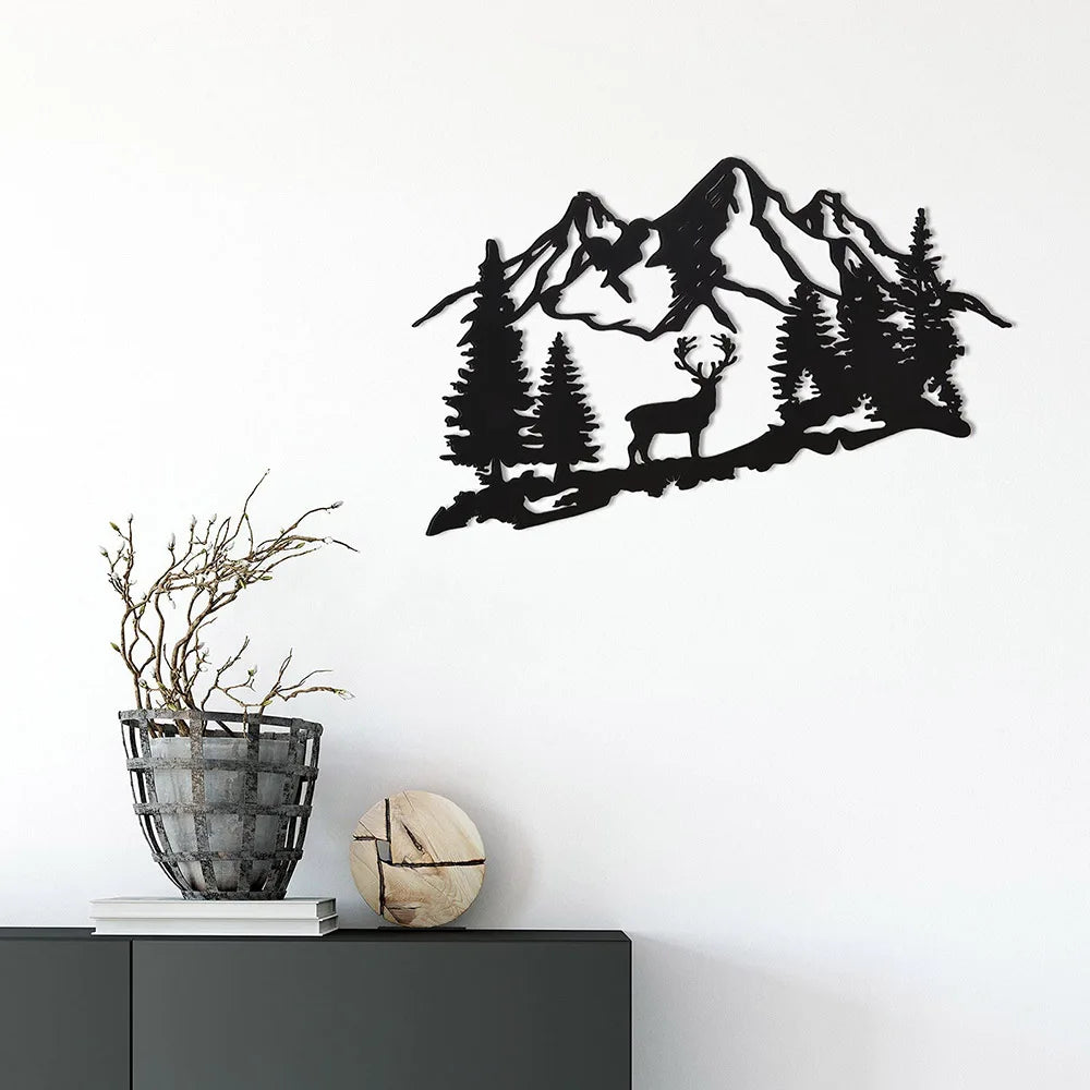 Metall Hirsch Wandbild – Rustikale Wald Berg Hütten Dekoration Kaufschwan®