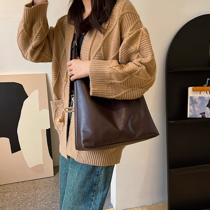 Große Damen Tote Tasche für Eine Schulter – Lässige & Vielseitige Crossbody Handtasche | Modische Schlichte City Tasche Kaufschwan®