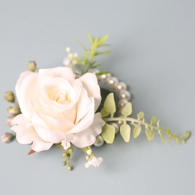 Bräutigam Ansteckblume Rose – Elegante Hochzeits Corsage für Anzug Kaufschwan® Beige