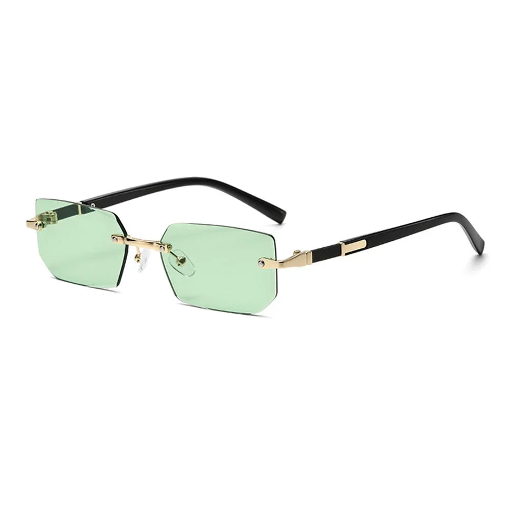 Trendige Randlose Rechteckige Sonnenbrille – Rahmenlose Retro-Sonnenbrille mit UV400-Schutz für Damen und Herren, ideal für Sommer und Reisen Kaufschwan® Hellgrün