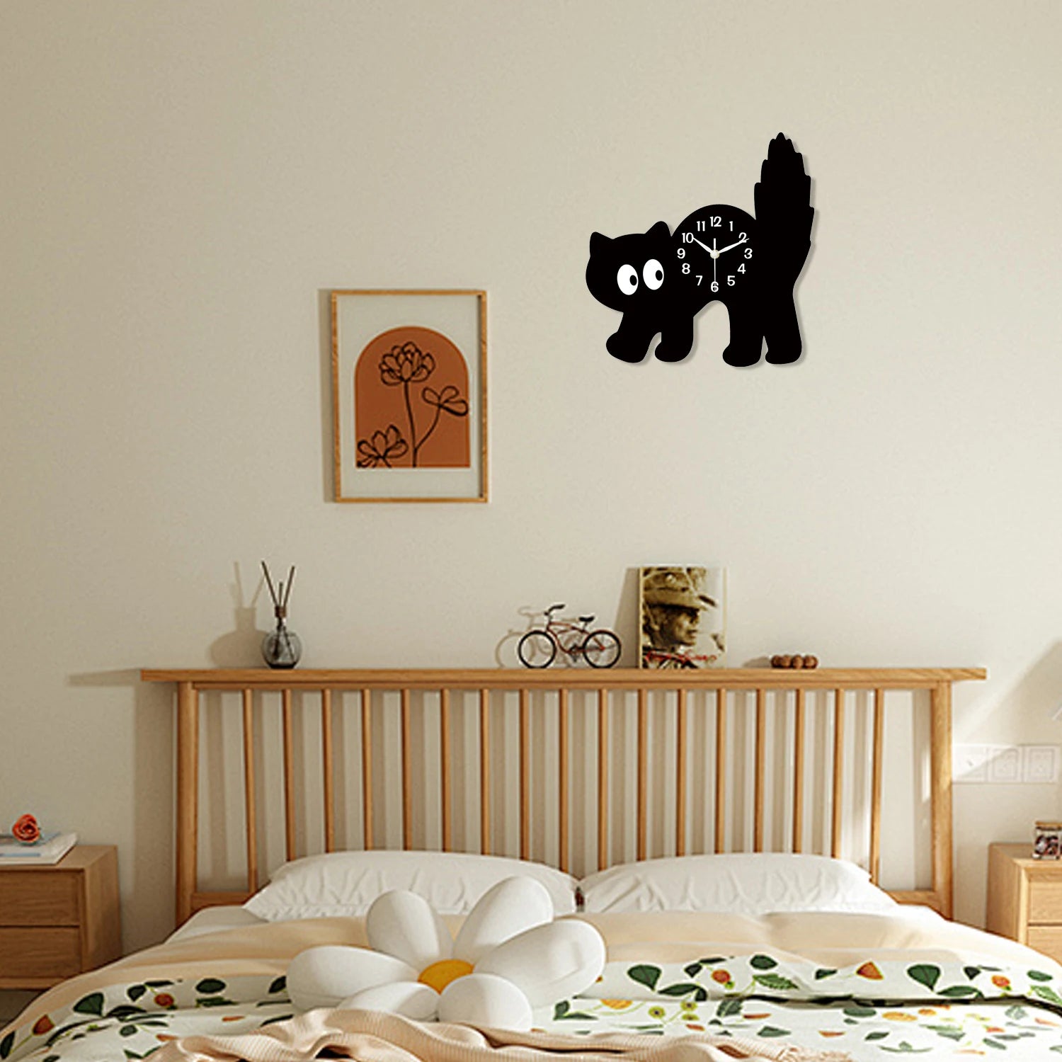 Niedliche Schwarze Katze Holz Wanduhr – Leise Quarz Deko Uhr Kaufschwan®