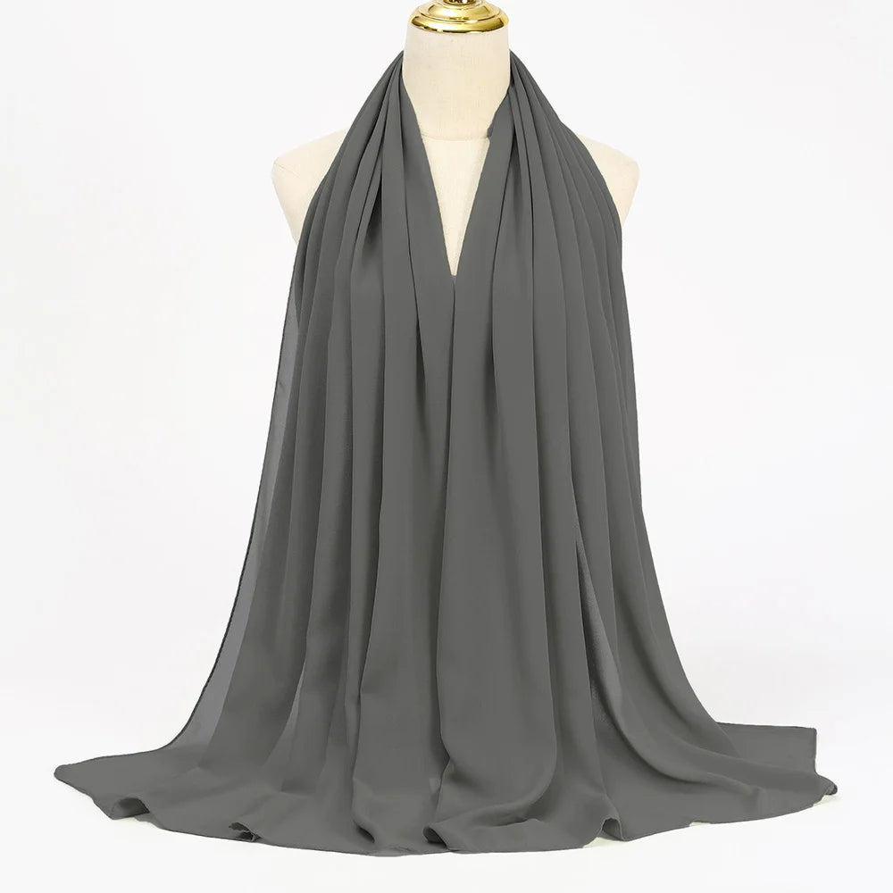 Muslimischer Chiffon Hijab Schal – Damen Langer Einfarbiger Kopf Schal | Eleganter Jersey Schleier & Modisches Umschlagtuch