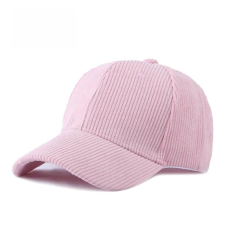 Cord Baseballkappe | Damen & Herren Baumwolle Einfarbige Baseballcap | Herbst Warm Hip Hop Snapback Baseballcap Kaufschwan® Hellrosa