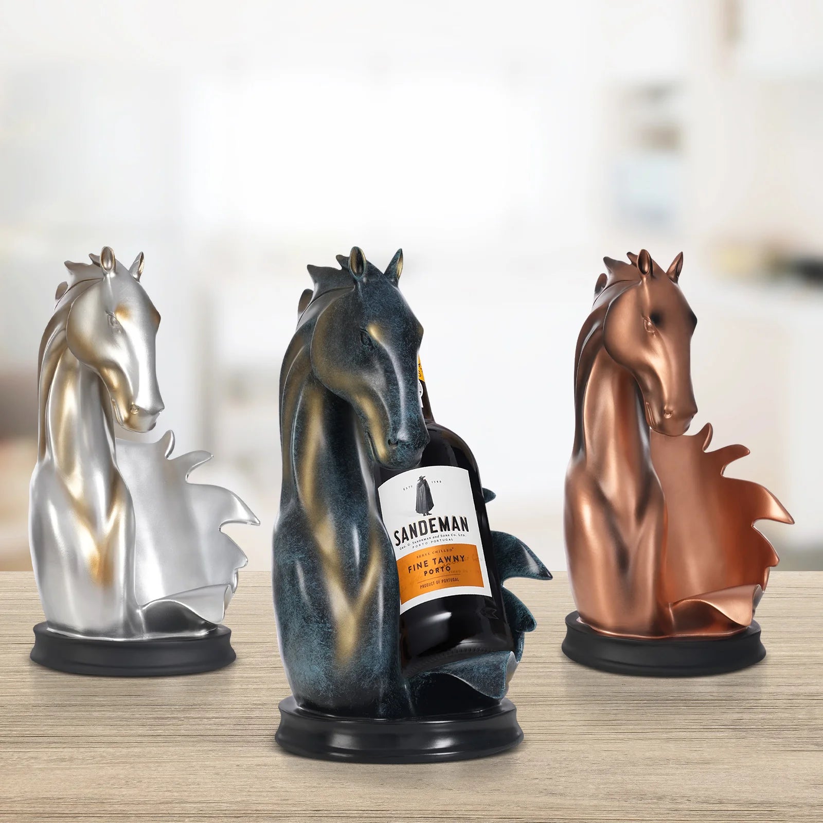 Pferdeskulptur Weinflaschenhalter – Eleganter Flaschenständer | Multifunktionaler Weinregal & Wohn-Deko Halter Kaufschwan®