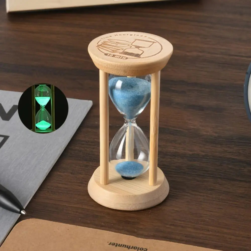 Bambus Leuchtende Sanduhr – Kreativer Fluoreszierender Glas Timer mit Naturrahmen Kaufschwan®