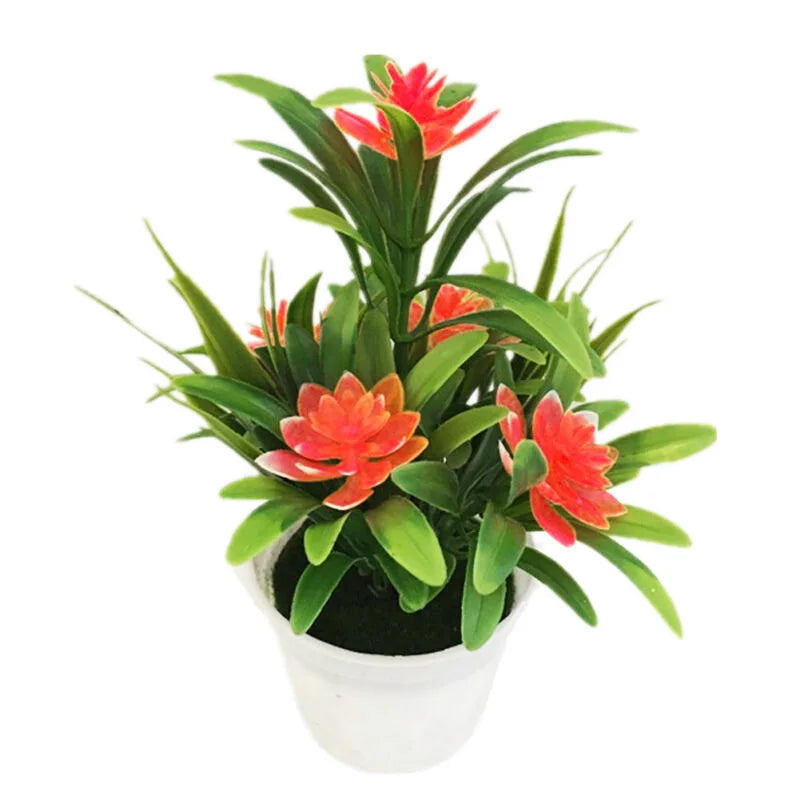 Künstliche Blumen im Blumentopf – Realistische Kunststoff-Bonsais für Zuhause, Büro & Hochzeit | Dekorative Kunstblumen & Geschenkidee Kaufschwan® Orange