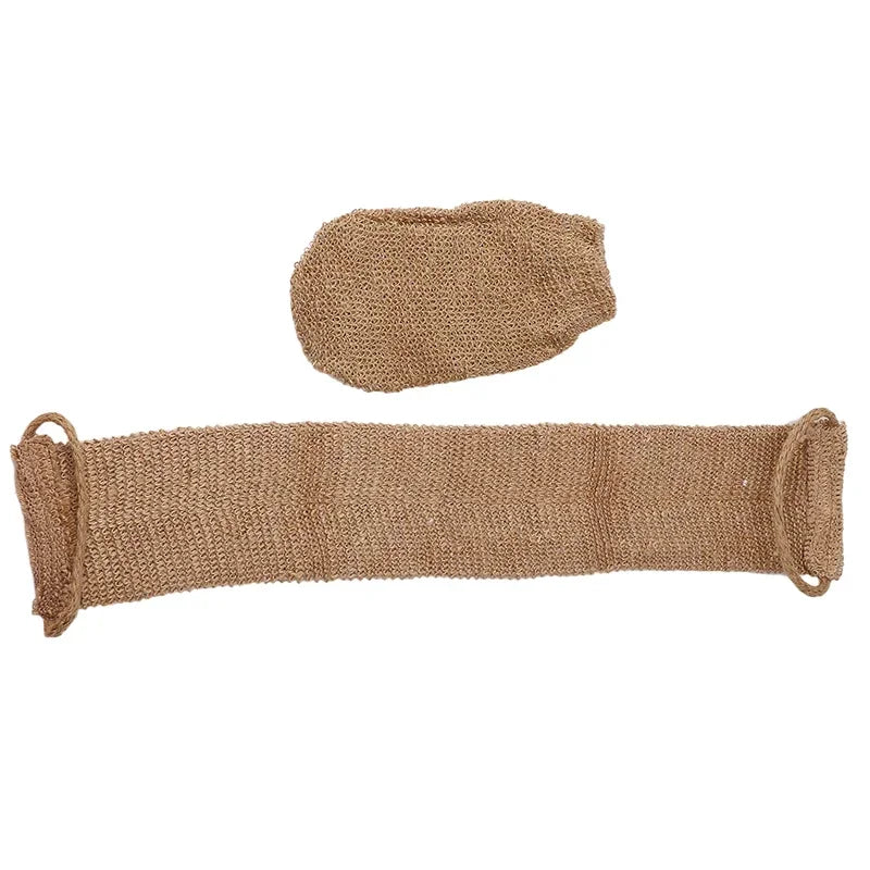 Hanf Rückenpeeling Tuch – Natürlicher Jute Peeling Rücken Gurt mit Handschuhen Körperreinigungs Set Kaufschwan®