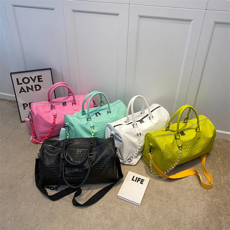 Damen Reisetasche/Handtasche – Große Wasserdichte PU Schultertasche für Business | Candy Color Gym Crossbody Pendler Tasche Kaufschwan®