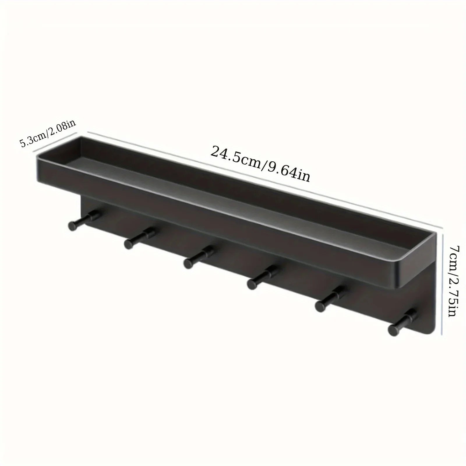 Wand Schlüsselhalter & Postablage – Wandregal mit 6 Haken | Multifunktionaler Organizer für Küche, Bad & Eingangsbereich Kaufschwan® Schwarz