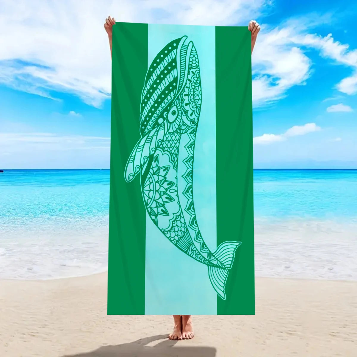 Großes Strandtuch aus Ultrafeiner Mikrofaser – Schnell Trocknend & Saugfähig | Multifunktionales Schwimm- & Reisetuch Kaufschwan® Design 10 150x75cm