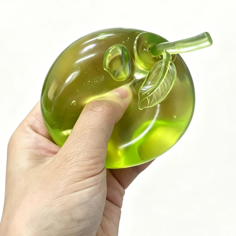 Grüner Apfel-Squishy – Weiches Transparentes Slow-Rising Sensorik- & Fidget-Knautschspielzeug für Entspannung, Stressabbau & Schreibtisch