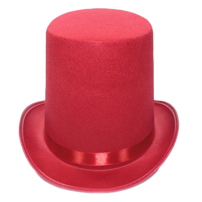 Magier Zylinderhut – Schwarzer Bühnen Bowler Hut, Kostüm Accessoire Kaufschwan® Rot