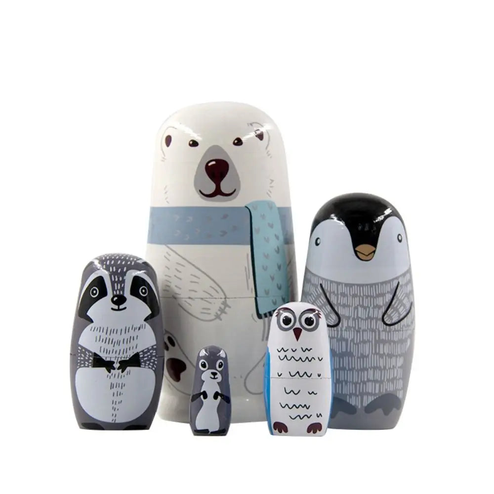 Holz-Matrjoschka – Russische Nestpuppen Set | Dekoration & Spielzeug Geschenk für Kinder Kaufschwan® Winter Tiere