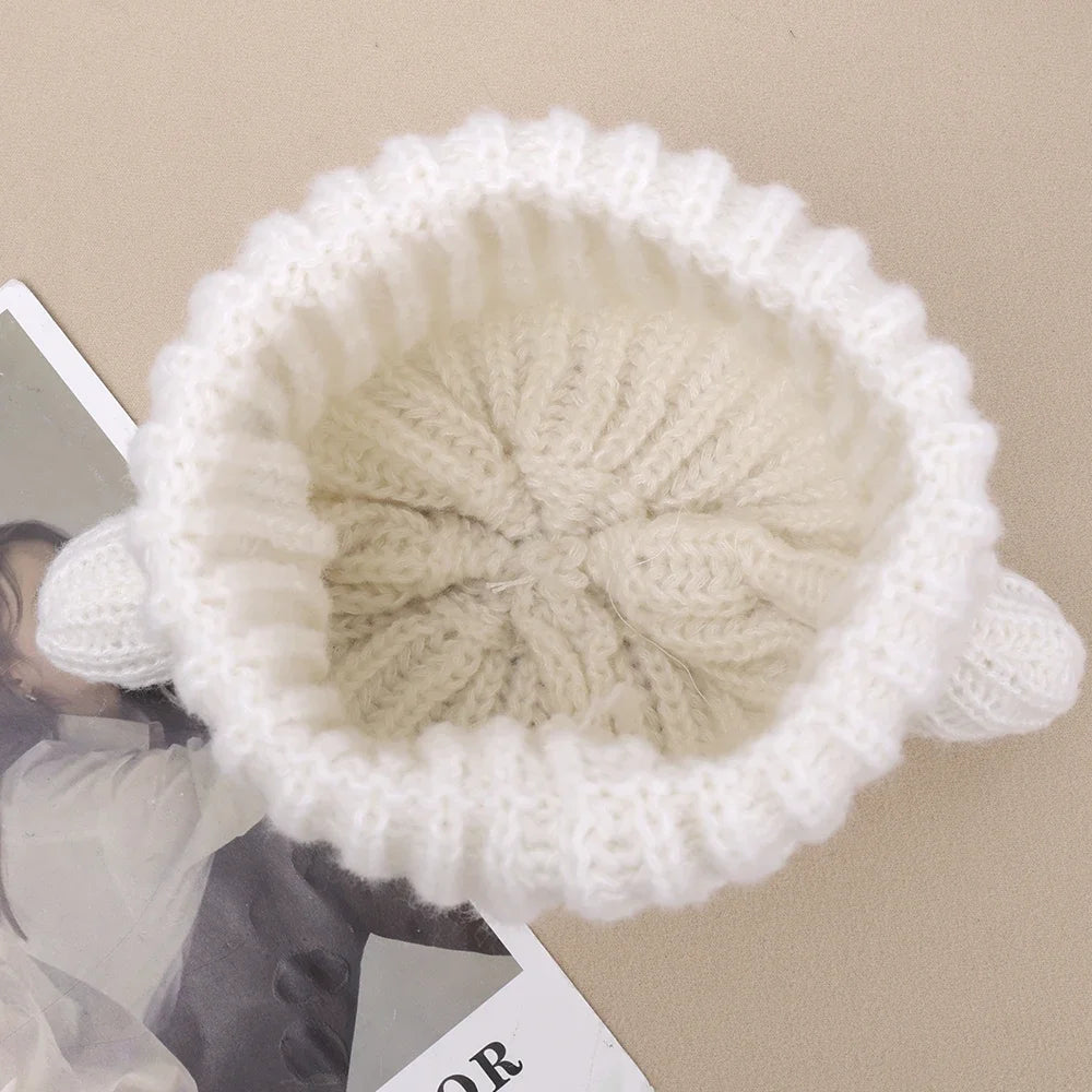 Süße Bärenohren Strickmütze – Dicke Plüsch Wintermütze für Damen & Mädchen | Niedliche Harajuku Gothic Korean Style Beanie Kaufschwan®