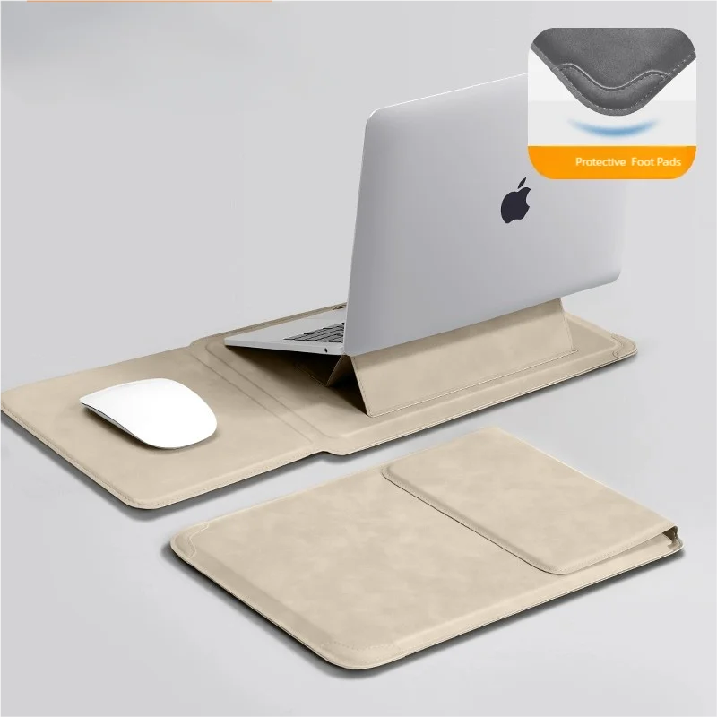 Laptop Tasche/Hülle mit Ständer – Schützende Notebook-Hülle & Ergonomische Tragetasche für Damen & Herren Kaufschwan® Beige 15-16 Zoll