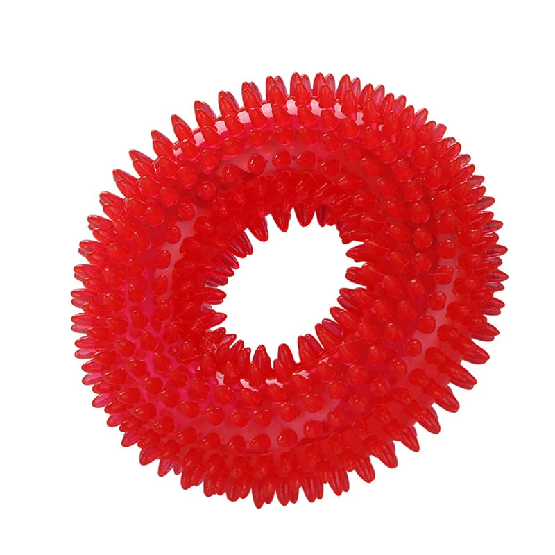 Donut Hundespielzeug – Quietschendes Kauspielzeug für Kleine und Mittelgroße Hunde Kaufschwan® Rot S-10cm