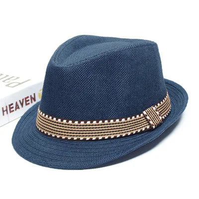 Sommer Hut - Fedoras – Frühling & Sommer Party Jazzhut, Baumwolle-Leinen Top Hat & Bucket / Panama Hut Kaufschwan® Marine