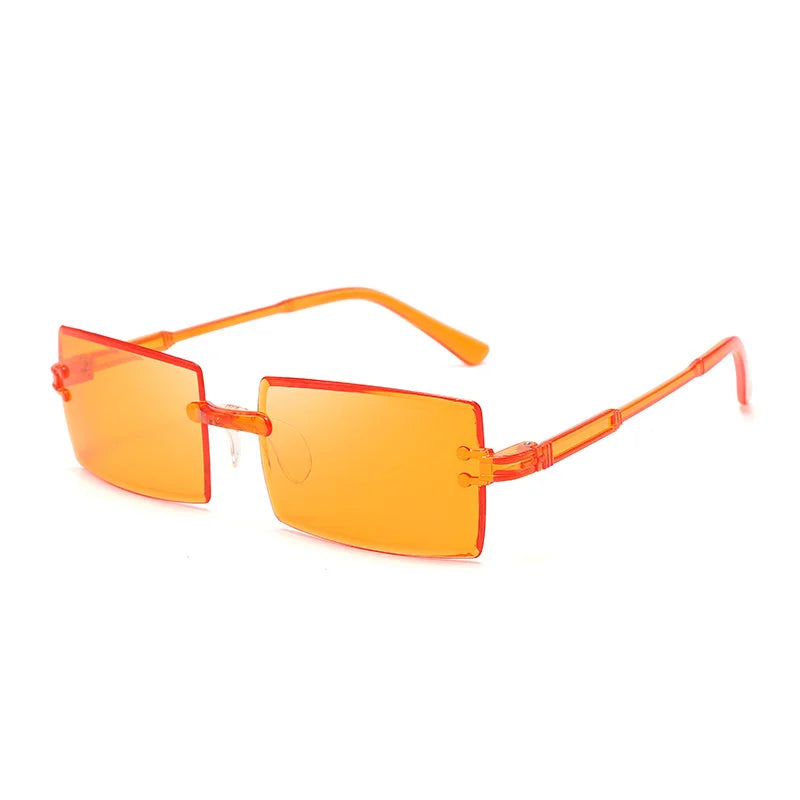 Modische randlose rechteckige Sonnenbrille – Bunte Sonnenbrille mit UV400-Schutz für Damen, ideal für Sommer, Freizeit im Freien und Reisen Kaufschwan®