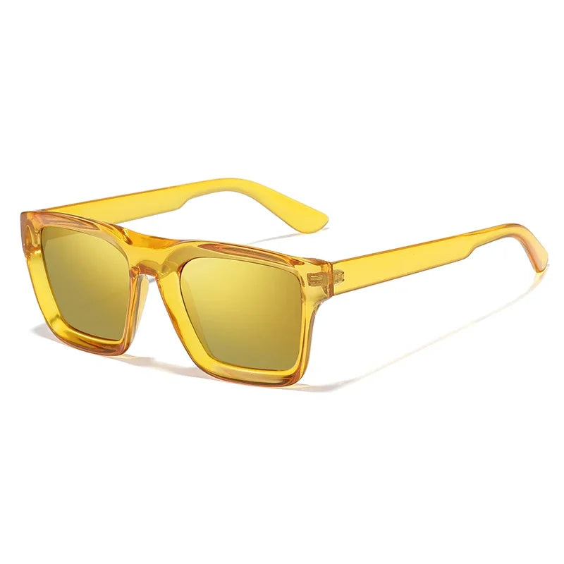 Luxuriöse Eckige Polarisierte Sonnenbrille – Farbenfrohe Vintage-Sonnenbrille mit UV400-Schutz für Damen Kaufschwan® Gelbgold