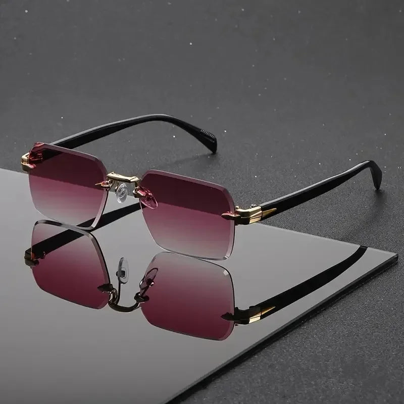 Randlose Rechteckige Sonnenbrille – Kleine Eckige Sonnenbrille für Damen und Herren, ideal für Sommer, Reisen und Alltag Kaufschwan® Rosa