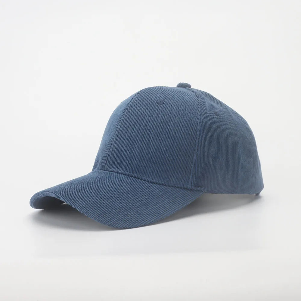 Corduroy Baseballkappe | Damen Retro Einfarbige Baseballcap | Herbst Winter Hüte für Herren & Damen | Unisex Freizeit Gebogener Schirm Kaufschwan® Blau 56-58cm