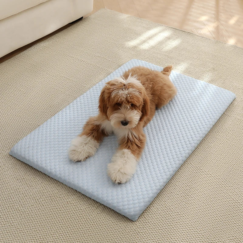 Sommer Kühlmatte für Haustiere - Dicke Atmungsaktive Schlafmatte aus Eisseide für Hunde, Katzen und Große Haustiere Kaufschwan®