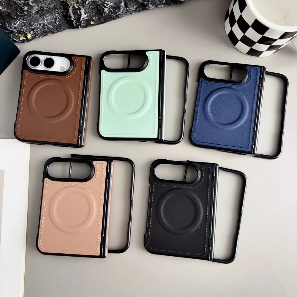 Luxuriöse Matte Lederhülle für iPhone Duo – Magnetische MagSafe-Kompatible Schutzhülle mit Kabellosem Laden und Stoßschutz Kaufschwan®