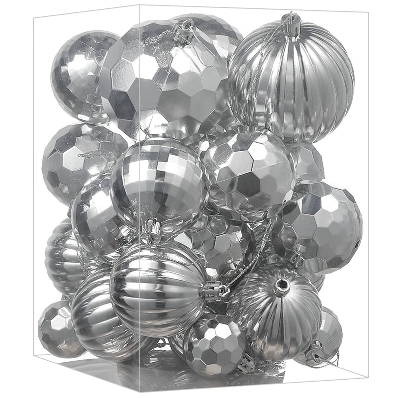 30 Stück Weihnachtskugeln – 4/6/8CM Bruchsichere Kunststoff Kugeln | Weihnachtsbaum Deko für Zuhause & Neujahr Kaufschwan® Sliber 4-8cm