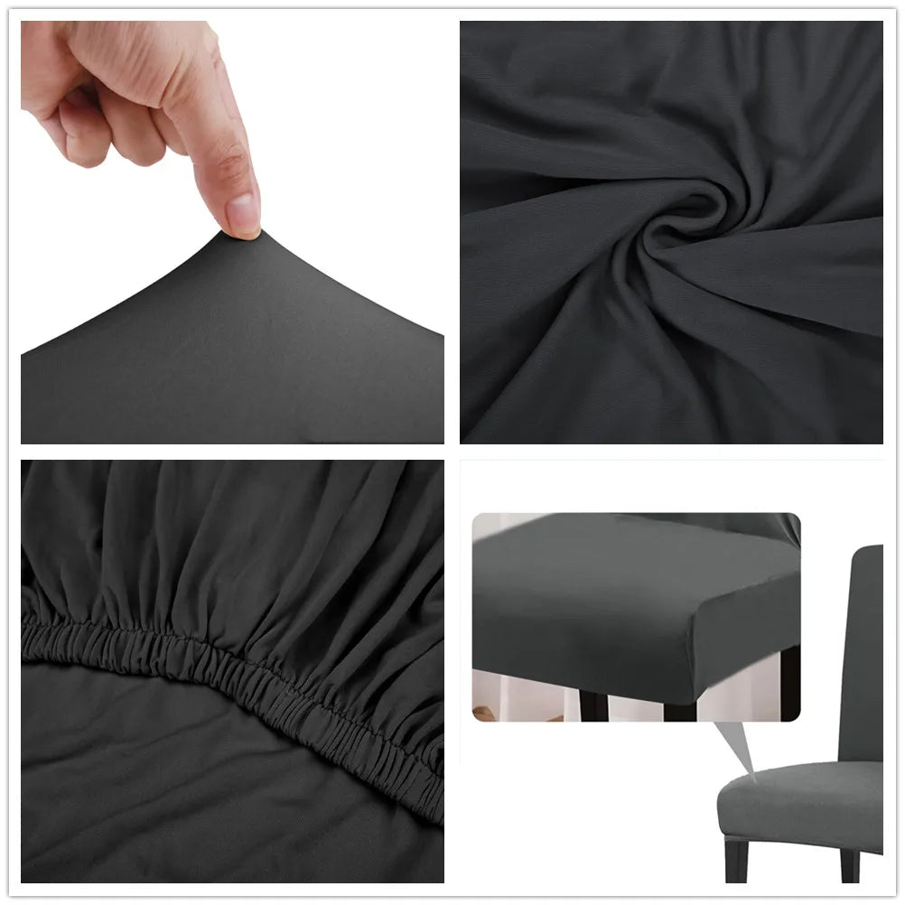 4 Stück Hoch Elastische Esszimmer Stuhlbezüge – Abnehmbare Rutschfeste Sitzschutzbezüge für Wohnzimmer, Küche & Hochzeiten Kaufschwan®