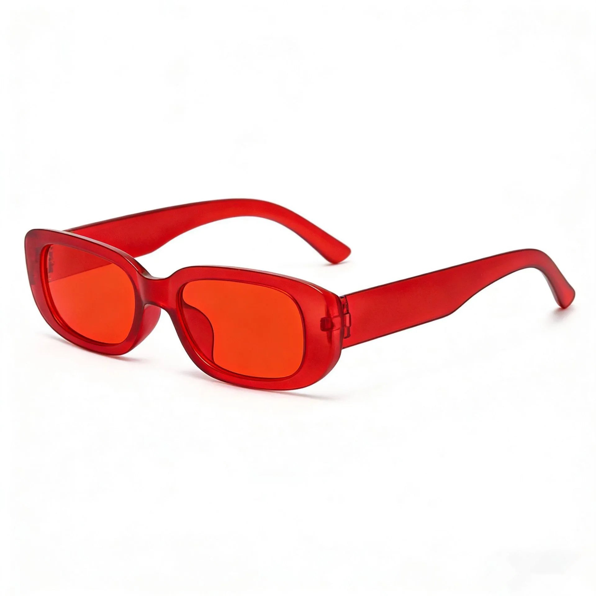 Vintage-Sonnenbrille in Gelee-Farben – Rechteckige Sonnenbrille mit kleinem Rahmen und UV400-Schutz für Damen und Herren Kaufschwan® Rot