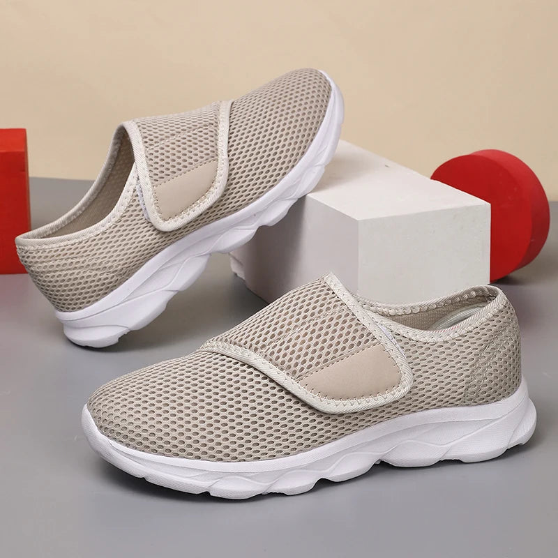 Damen Weitgeschnittene Sneaker – Atmungsaktive Mesh Freizeitschuhe | Bequeme Flache Schuhe für Damen Kaufschwan®
