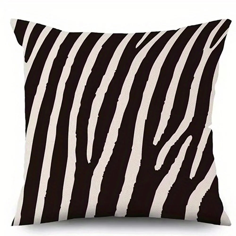 Schwarz-Weiß Zebra Muster Kissenbezüge | Dekorativer Bezug für Sofa, Auto & Schlafzimmer Kaufschwan® 60x60cm Design 4
