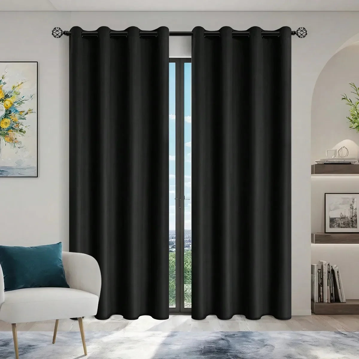 Einfarbiger 100% Verdunkelungsvorhang mit Ösen Voller Sichtschutz für Schlafzimmer Wohnzimmer Kaufschwan®
